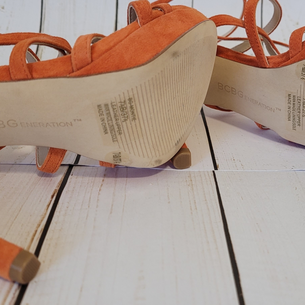 Orange Strappy Women's Heels - Picture 4 of 5